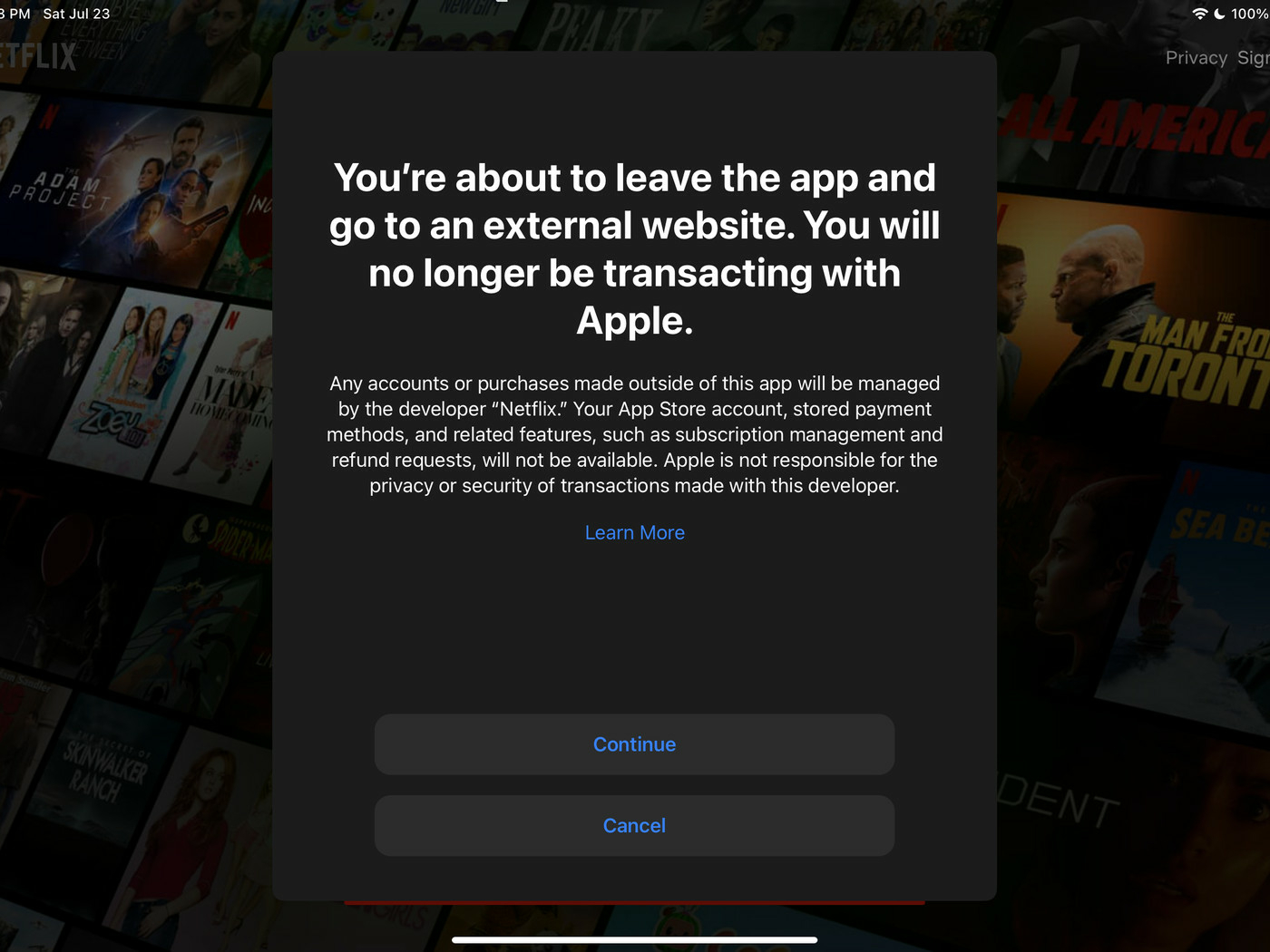 Netflix is ​​starting to link iPhone and iPad users to an external login page