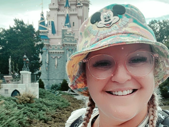 The lady gets a bump on the traveler side, especially on Disney World vacations.