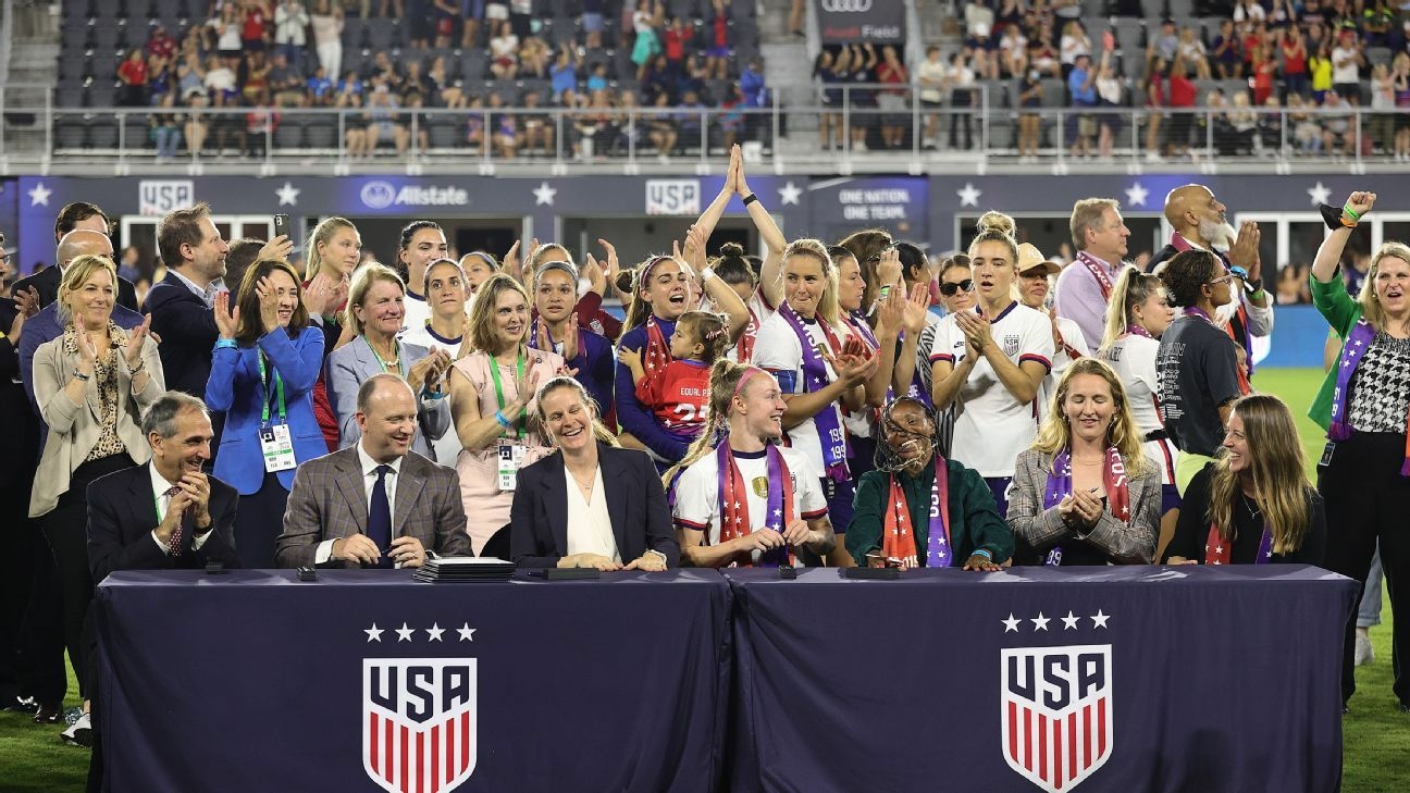 US soccer women and men formally sign new collective bargaining agreements