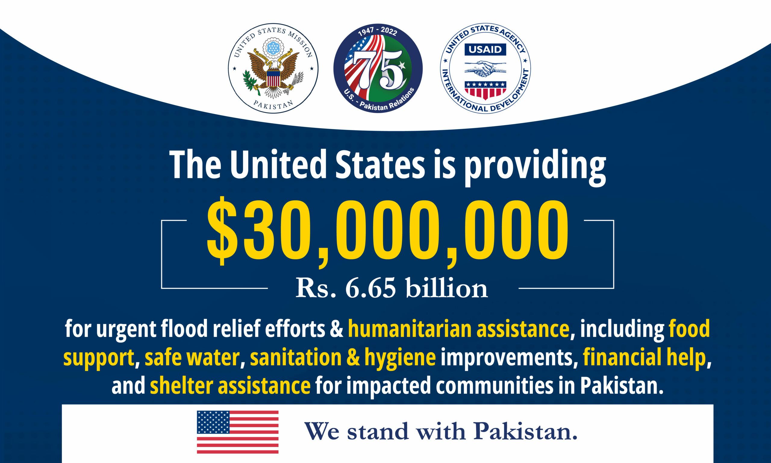United States to provide additional $30 Million in critical humanitarian assistance in response to Pakistan floods | Press Release | United States Agency for International Development